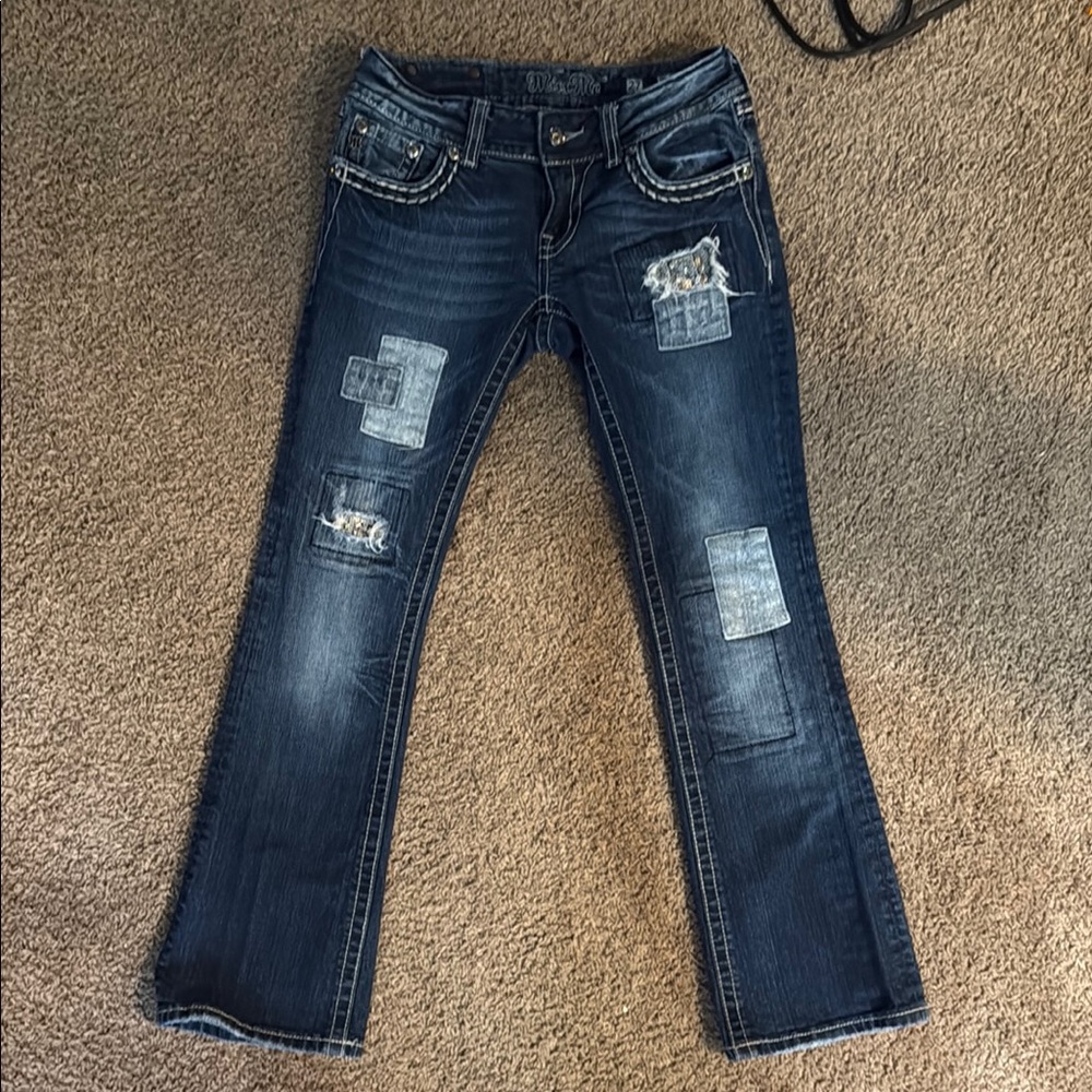 Women's Blue Jeans with Patchwork